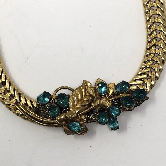 💥SOLD💥Vtg Rhinestone Chunky Slinky Gold Tone 80s - Picture 8 of 12